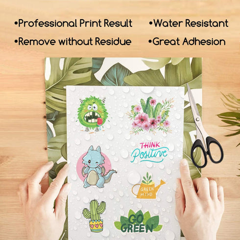 Vinyl Sticker Paper by A-SUB, 25 Sheets for Inkjet Printer, Glossy Waterproof 8.5x11 Inch for DIY Decals