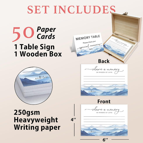 50 -A05 Share A Memory Card for Celebration Of Life - Pcs Memorial Cards, Memory Box for Graduation Wedding, Funeral
