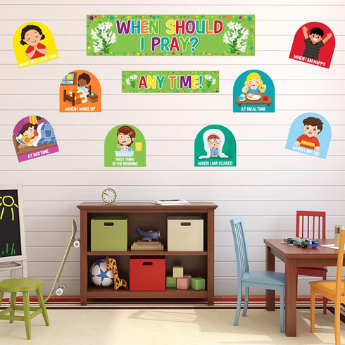 When Should I Pray Cutouts Classroom Bulletin Board Decoration Set for Religious Classroom and Sunday School
