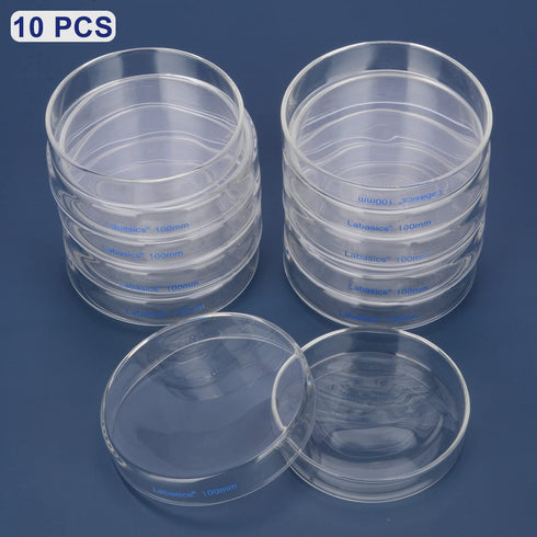 10pk Glass Petri Dishes - 100x20 mm Autoclavable Borosilicate Glass Cell Culture Dishes with Clear Lid