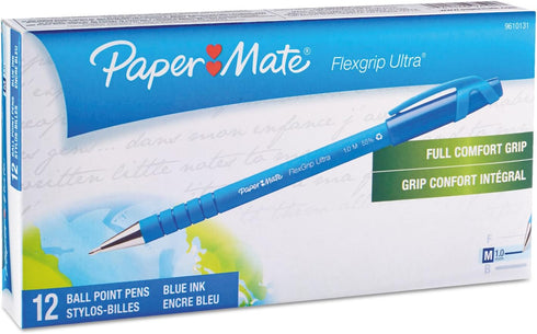 Paper Mate 9610131 FlexGrip Ultra Ballpoint Stick Pen, Blue Ink, Medium, Dozen by Paper Mate