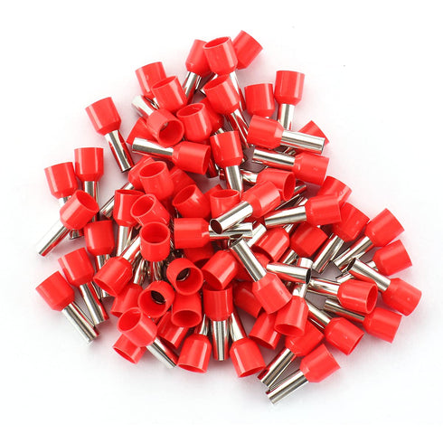 Baomain AWG 8/10.0mm² Wire Copper Crimp Connector, Insulated Ferrule Pin Cord End Terminal, Pack of 100, Red