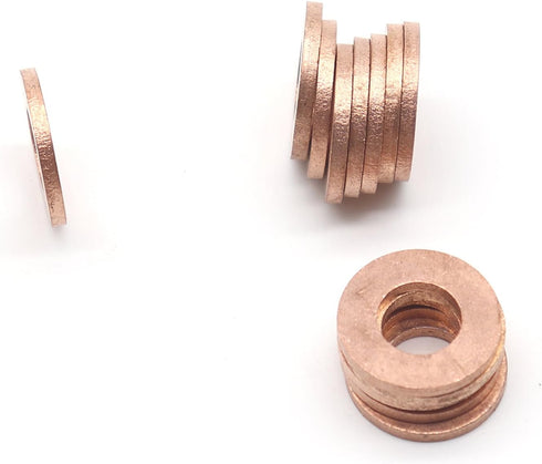 binifiMux 50-Pack M10 x 20 x 2mm Metric Flat Copper Sealing Washers