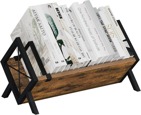 YINMIT Wood Desktop Bookshelf, Retro Tabletop Bookshelf, Desk Shelf for Top of