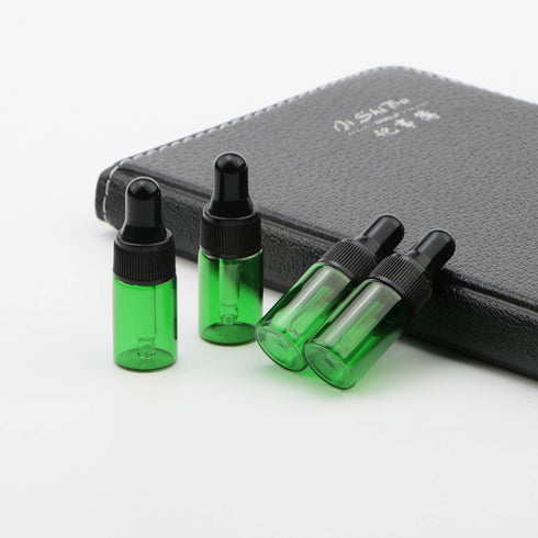 40 Pack 3ml Green Glass Dropper Bottles with Black Rubber Cover, Tapered Glass Droppers Set