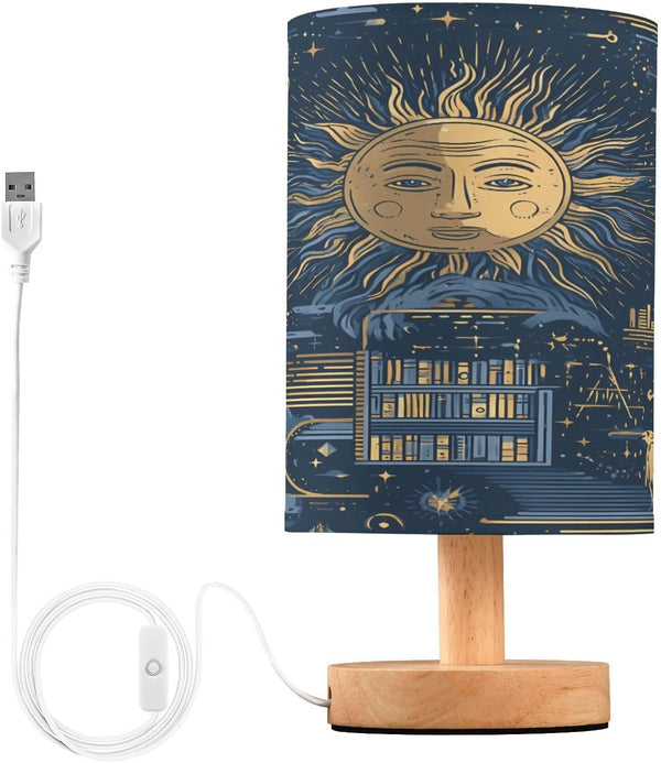 ALAZA Boho Bohemian Sun Cloud Bedside Table Lamp with USB Port for