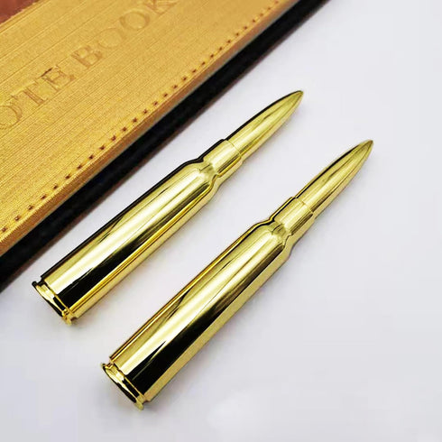 Brass Bullet Pen for Men, Golden Refillable Ballpoint Pen, Gift Boxed
