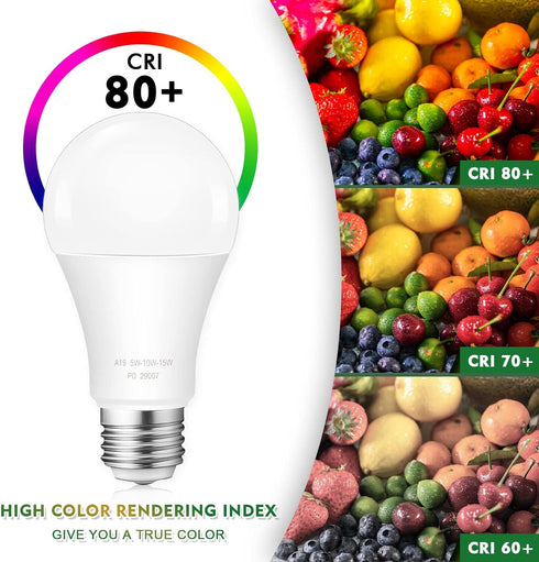 3 Way LED Light Bulbs, 40 60 100 Watt Equivalent, A19 Dimmable, 2700K Warm White, E26 Base, 500-1000-1500LM, 2 Pack