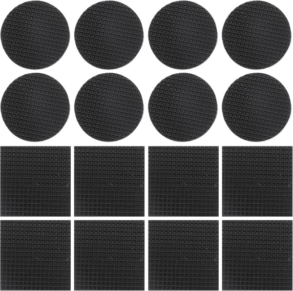 HOOWIFFY 32pcs Black Silicone Furniture Pads Chair Feet Protectors Non-Slip Self-Adhesive Anti-Abrasion Floor