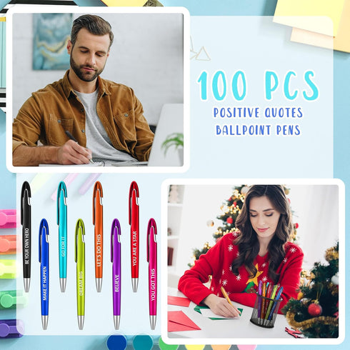 Lincia 100 Pcs Positive Theme Ballpoint Pens, Bulk Quotes Pens with Black Ink, Inspiration Gifts for Graduation