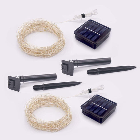 2 Pack Solar Fairy Lights Outdoor, 33ft 100LED Waterproof String Lights, 8 Modes for Garden, Party, Wedding