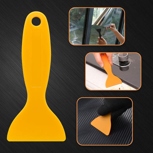 12pcs Plastic Spatula Scraper, Putty Scraper Air Bubble Remover, Paint Scraper Cleaner for Decal, Grout Removal (Black,