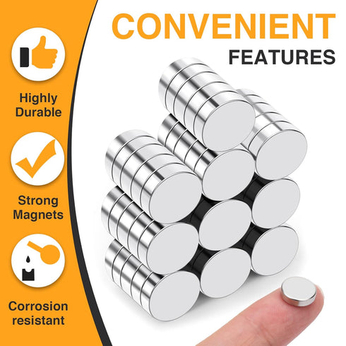 TRYMAG 200Pcs Refrigerator Magnets, Small Round Magnets for Crafts, 8x3mm Mini Rare Earth Magnets Tiny Strong Neodymium Disc Magnets for Whiteboard, Fridge, Office, Hobbies, and Button Magnets