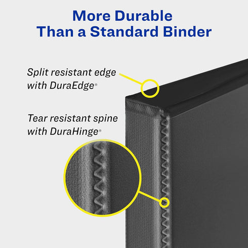Avery Durable Clear View 3 Ring Binders, 1.5 Inch Slant Rings, 2-Pack of Black Binders (19300) by AVERY
