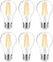 Ascher 60 Watt Equivalent, E26 LED Filament Light Bulbs, Warm White 2700K, Non-Dimmable, Classic Clear Glass, 6-Pack