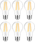 Ascher 60 Watt Equivalent, E26 LED Filament Light Bulbs, Warm White 2700K, Non-Dimmable, Classic Clear Glass, 6-Pack