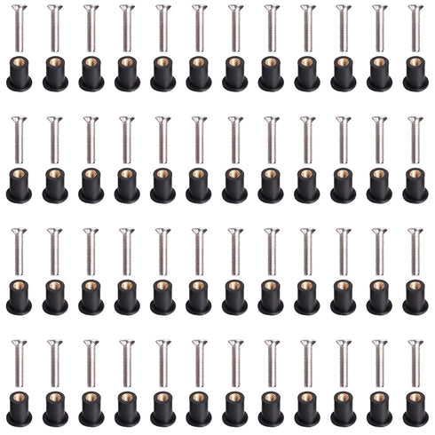 48 Pairs M5 Neoprene Well Nuts Kit with Stainless Steel Crosshead Bolts for Kayak Motorcycle Windscreen Accessories,