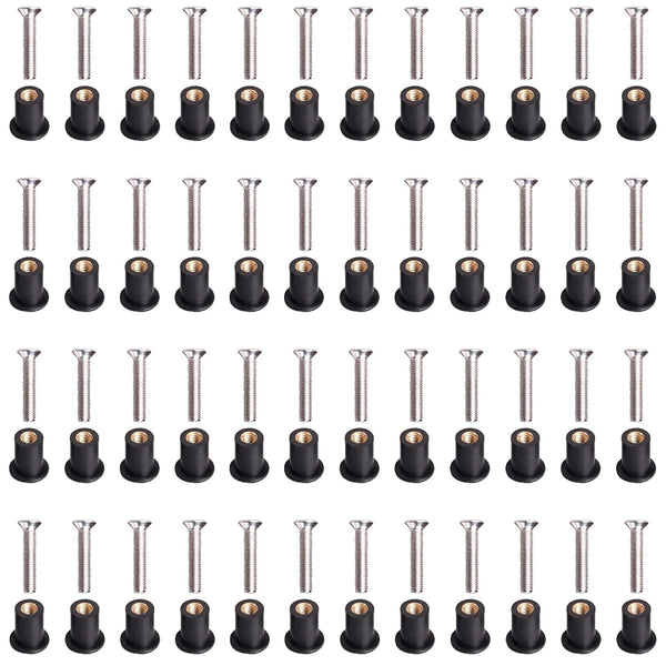 48 Pairs M5 Neoprene Well Nuts Kit with Stainless Steel Crosshead Bolts for Kayak Motorcycle Windscreen Accessories,