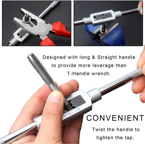 JONMON 8Pcs Metric Tap Set, M3-M12 Hand Screw Thread Plug Taps with Adjustable Reamer Wrench for Woodworking