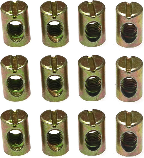 RLECS 12pcs M6 Pozidriv Slotted Barrel Nuts Cross Dowels Slotted Nuts Horizontal Hole
