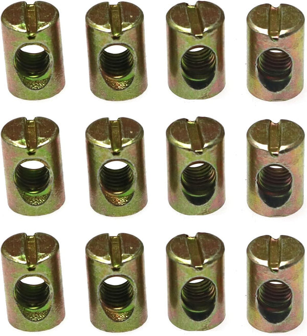 RLECS 12pcs M6 Pozidriv Slotted Barrel Nuts Cross Dowels Slotted Nuts Horizontal Hole