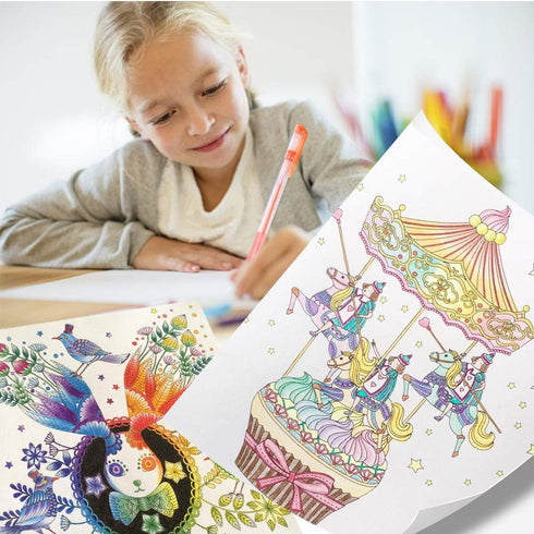 Glitter Gel Pens for Adult Coloring Books, 96 Pack Artist Gel Pens with 50% More Ink for Drawing and Crafts