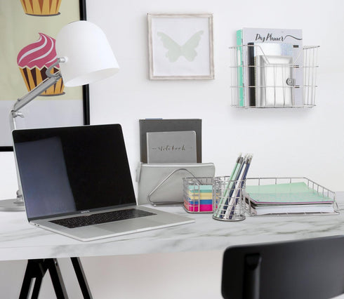 Sorbus Desk Organizer Set, 5-Piece Accessories Set Includes Pencil Cup Holder, Letter Sorter, and Sticky Note Holder