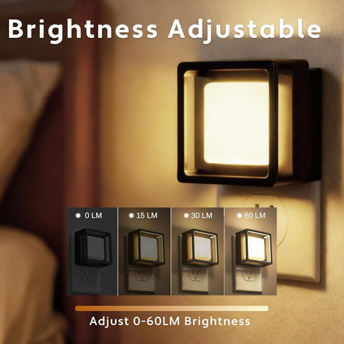 JKHTBDM 2 Pack 0-60LM Decor,Cozy Night Lights Plug into wall,Adjust Brightness Motion Sensor Night Light,for Modern