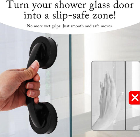 2 Pack Suction Cup Handle for Glass Door, Shower Grab Bar Without Drilling, Non-Marking Pull for Sliding Door Wardrobe