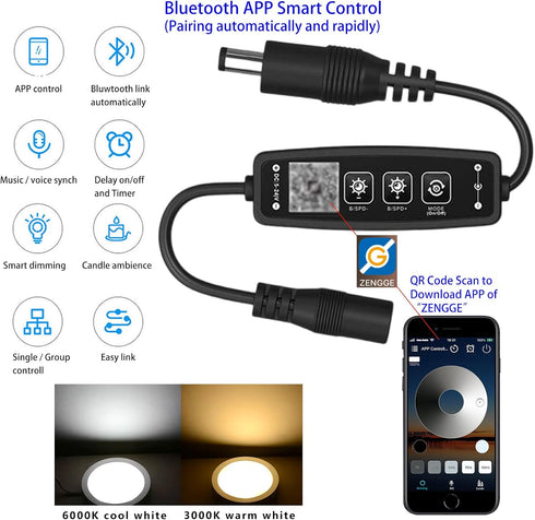 Dimmable 12V 4Pack) Smart LED Puck Lights with APP Control, Cabinet Lighting with Bluetooth, Music Sync and Timer