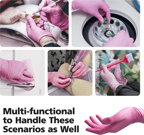 Disposable Pink Vinyl Gloves for Women, Latex Free for Cooking, Cleaning, Hair Dye, 100 Pack
