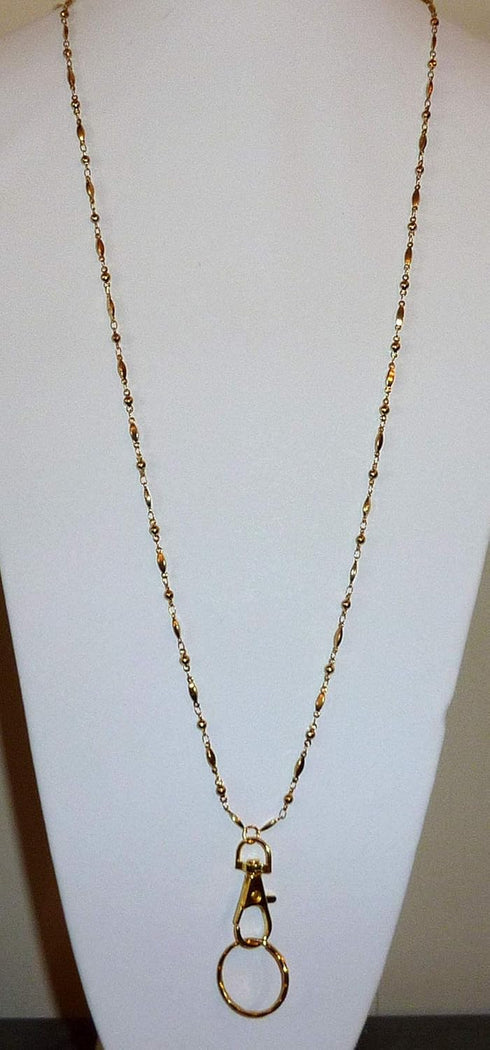 Hidden Hollow Beads Stainless Steel Lanyard and Badge Holder, 34 inches, Made in USA, Non-Breakaway Option