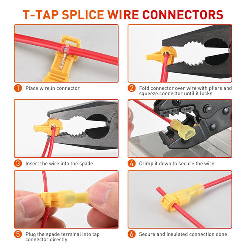 Nilight 120PCS/60 Pairs Quick Splice Disconnect Wire Terminals T-Tap Spade Wire Connectors Yellow 12-10 AWG Male Female Fully Insulated Electrical Wire Crimp Self-Stripping Kit, 2 Years Warranty