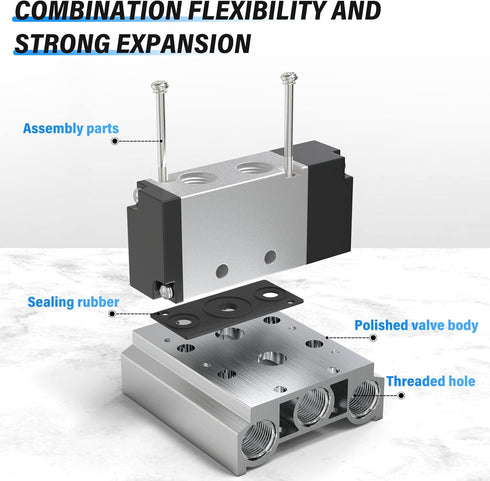 TAILONZ PNEUMATIC 4V210-08 2-Position Manifold Solenoid Valve Base 1/4 Inch with Accessories