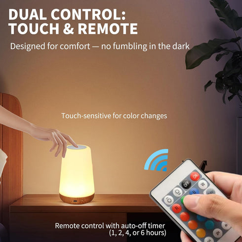 1 13-Color GlowLite - LED Night Light with Remote, Changing Ambiance Light for Living Room, Dining Table & Camping