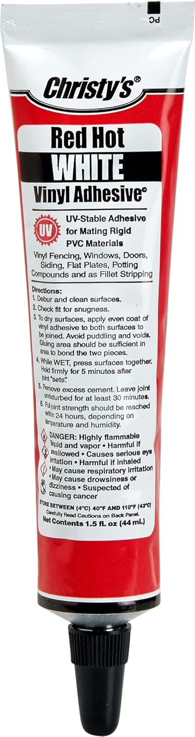 Christy's Red Hot Vinyl Adhesive, White, 1.5 oz Tube, White,Red by Christy's