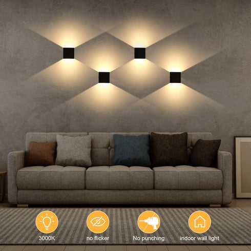 Set 2, Dimmable LG9939111 Lightess LED Wall Sconce Battery Powered of Touch Control Wall Lamp Rechargeable Black, Up