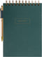 Eccolo Lined Top Spiral Notebook, Flexi-Cover Steno Pad with Pen, 240 Perforated Pages, A5 Notepad, Green