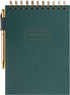 Eccolo Lined Top Spiral Notebook, Flexi-Cover Steno Pad with Pen, 240 Perforated Pages, A5 Notepad, Green