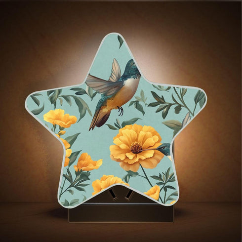 Burbuja Hummingbirds 0.2W Yellow Marigolds LED Night Light Plug into Wall Star-Shaped Nightlight Dusk to Dawn Auto