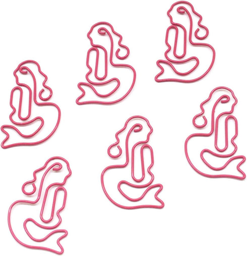 Mermaid Shaped Paper Clips Great for Paper Clip Collectors or Office Gift - Comes in Round Tin with Lid and Gift Box (100 Count Pink) by Butler in the Home