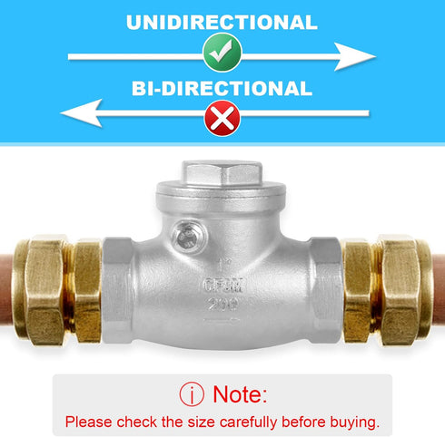 1" Stainless Steel Check Valve, NPT Threaded Horizontal Check Valve for Water, Oil, and Air