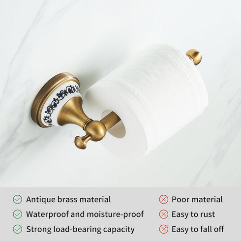 Antique Bronze Brass Toilet Paper Holder, Wall Mounted Bathroom Hardware Accessories with Porcelain Design