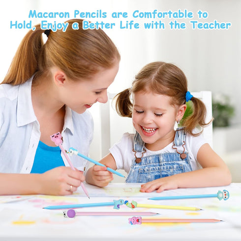 AUAUY Pencils #2 HB, Fun Cartoon Pencil Toppers, 15PCS Wood-Cased Graphite Pencils for Kids