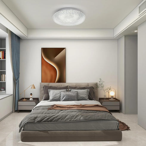 2700K-6500K 36W 3600LM 13.78 Inch Dimmable OOWOLF Flush Mount LED Ceiling Light Fixture, Super Bright Warm/White Light