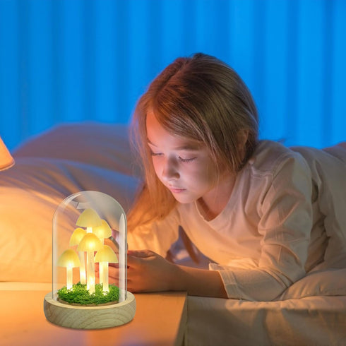 QUELIEN Mushroom Lamp,Mothers Day Mom Gifts for Mom,Light Up Mushroom in Glass Dome,Birthday Party Decorations,Ideal