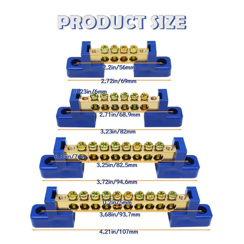 4PCS Grounding Bus Bar, 6 Positions Terminal Block Ground Bus Bar Brass Wire Screw Terminal
