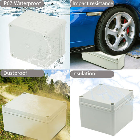 Zulkit Junction Box, IP67 Waterproof Dustproof ABS Plastic Electrical Project Enclosure, Grey 4.92 x 4.92 x 3.94 inch