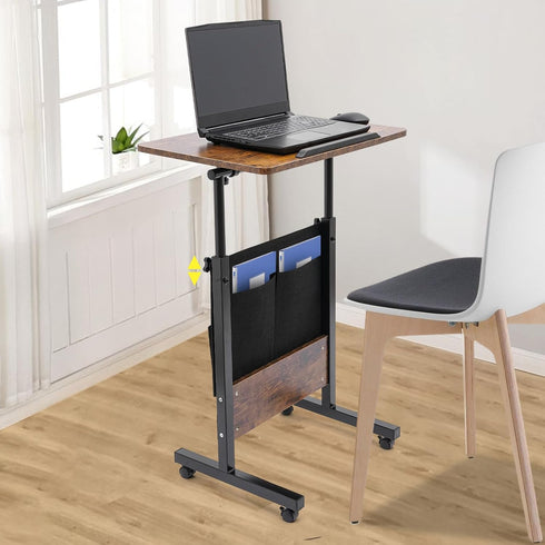 Rosyouth 1624 Inches Standing Desk Adjustable Height, Portable Laptop Desk with Lockable Wheels, Bedside Table, Rolling