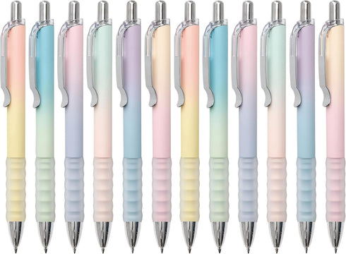 Gel Pens Medium Point 0.7mm Black Ink, Retractable Cute Pens for Smooth Writing, Pack of 12